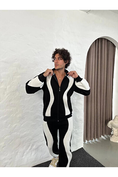 mzpkartan eyesof Ανδρικό Σετ Φούτερ Premium - ψηλός λαιμός Φούτερ με φερμουάρ, - Μαύρο