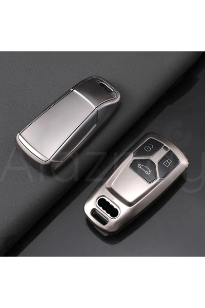 Alazpay Husă pentru chei din TPU gri titan pentru Audi A6 A5 A4 Q7 Q5 S4 S5 S7 B9 A4l 4M 8W TT TTS RS 8S