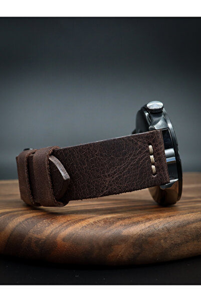 North's Nature حزام ساعة من الجلد الطبيعي مقاس 24 ملم |   الحرف اليدوية |   خياطة متوسطة |   قهوة مريرة |   مشبك فضي