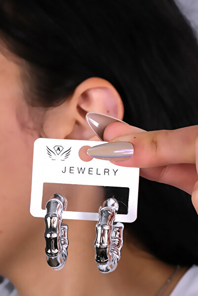 LOWEN AKSESUAR Silver Color Lightweight Half Hoop Women's Earrings