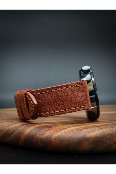 North's Nature Huawei Watch 22mm Deri Kordon | GT2/GT3/GT4/GT5/GT6 Pro | Düz Dikişli | Kahverengi | Gümüş Toka