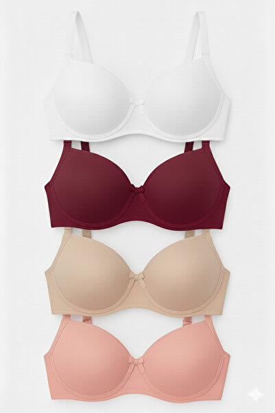 SOFENNA Kadın Telli Dolgusuz Desteksiz Günlük 4lü Sütyen Takımı