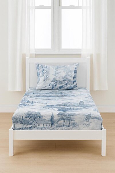 MEEMSEEN INDEPENDENT Coastal Serenity Blue Printed Single Bed Sheet Set