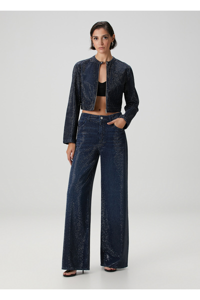 Academia Lacivert Taş Baskılı Jean Pantolon