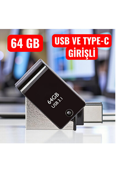nelerbulurum 64Gb 2 in 1 Type-C/Usb 3.1 Flash Memory