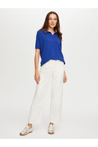 Faik Sönmez Kısa Kollu Polo Yaka Buklet Triko Bluz W26TRB003