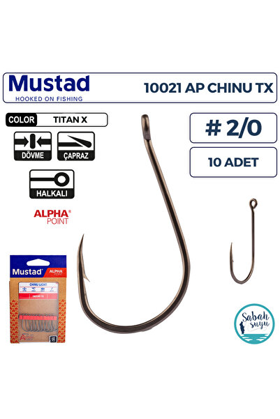 Mustad 10021 AP Chinu Light Delikli Olta İğnesi TX #2/0 (10 Adet)