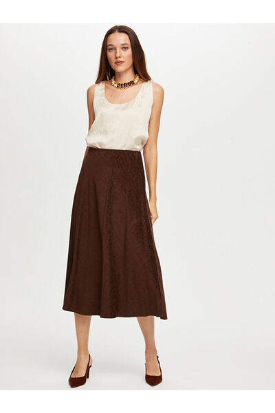 Faik Sönmez Beli Lastikli Verev Şönil Uzun Etek W26ETK004
