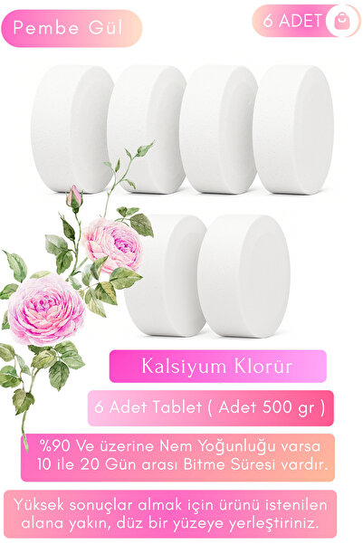 Saban 6 Adet Gül Kokulu, Nem Alıcı Tablet | Küf Ve Rutubet Giderici | Ev, Depo