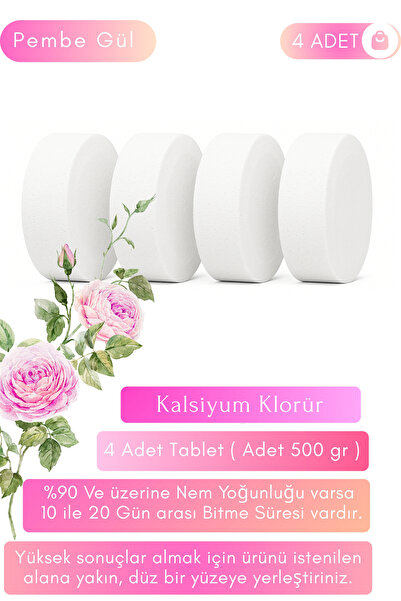 Saban 4 Adet Gül Kokulu Nem Alıcı Tablet 500 gr | Küf Ve Rutubet Giderici | E...