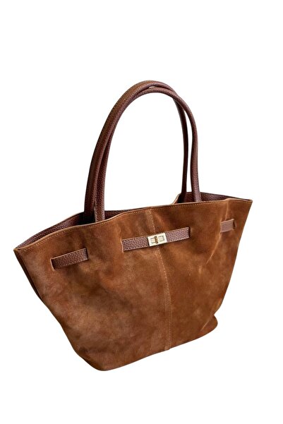 Bo Takı ve Aksesuar GOLD TOKA DETAYLI GERÇEK SÜET KOL ÇANTASI