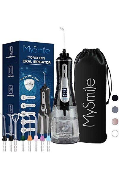 mysmile جهاز تنظيف اسنان بالماء قوي ولاسلكي ومحمول من ماي سمايل مع شاشة عرض O...