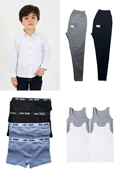 Modaley Giyim Children's Set of 4 |   1 Shirt 4 Boxers 4 Undershirts 2 Underwear