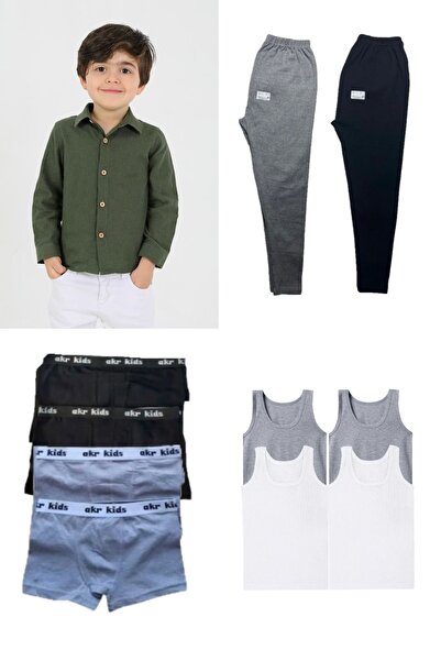 Pi Giyim Children's Set of 4 |   1 Shirt 4 Boxers 4 Undershirts 2 Underwear