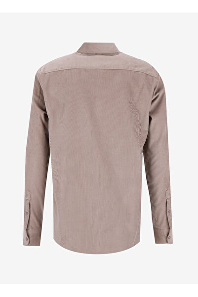 Fabrika Slim Fit Gömlek Yaka Düz Vizon Erkek Gömlek F5WM-GML 2378