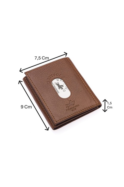 Westpolo Hakiki Deri Kağıt Para ve Kart Bölmeli Unisex Cüzdan - Taba