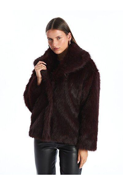 LC Waikiki Peak New Season Jacket Guler Palton de blană pentru femei