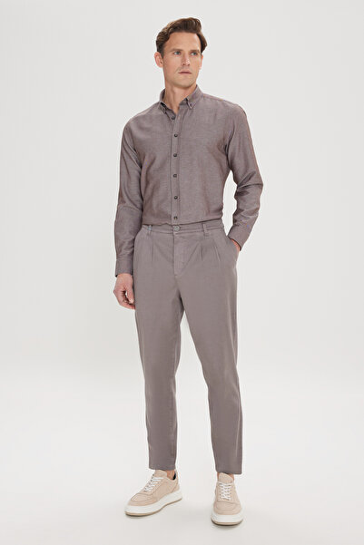 ALTINYILDIZ CLASSICS Pantaloni casual plisați pentru bărbați, gri din bumbac,...