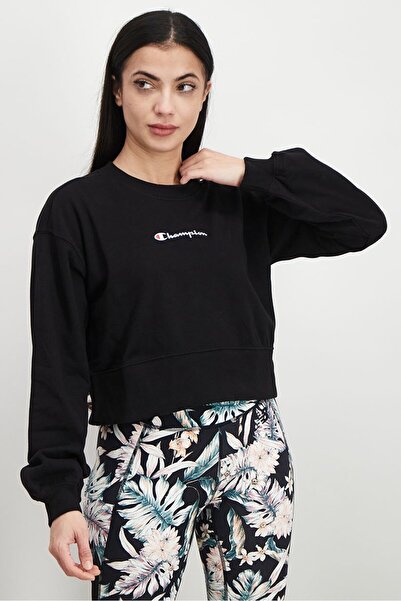 Champion سويت شيرت رياضي نسائي بأكمام طويلة للتدريب، أسود