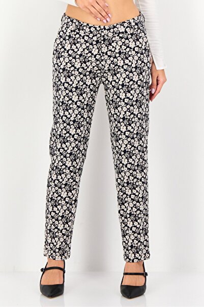 Reiko Women Cigarette Fit Floral Print Dress Pants Multicolor