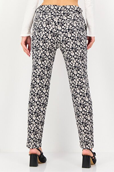 Reiko Women Cigarette Fit Floral Print Dress Pants Multicolor