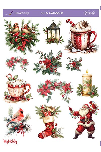 LİNEART Yılbası Sulu Transfer No:2356-25x35cm