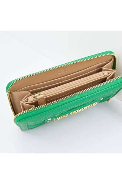 Love Moschino WOMEN'S GREEN QUILTED ZIP WALLET