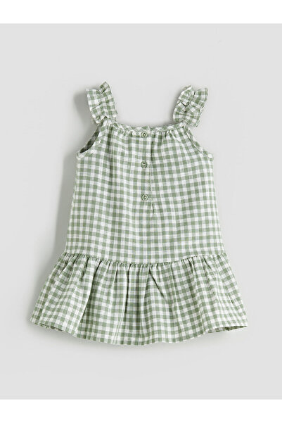 LC Waikiki Nevavm Oval Collar Plaid Patterned Baby Girl Dress with a Difference