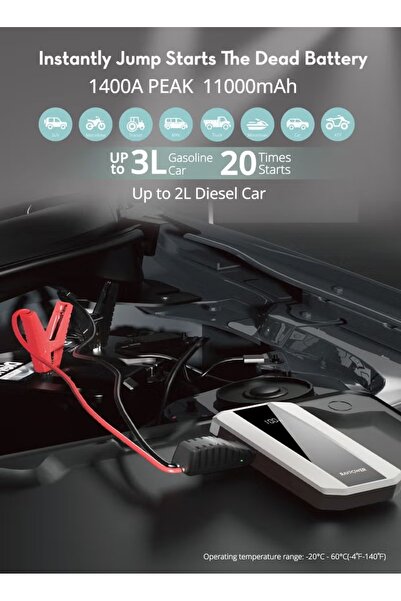 RavPower 3-in-1 Jump Starter With LED Flashlight