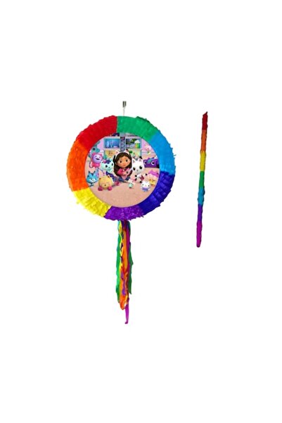 OEM Pinata Casă de păpuși Gabby, Multicoloră, Diametru 42 cm + Bat