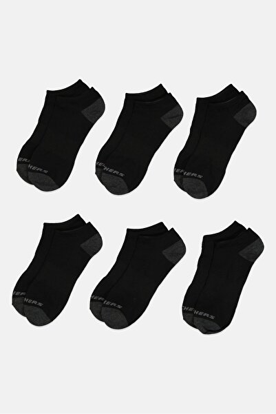 SKECHERS Men 6 Pairs Brand Logo Ankle Sock, Black