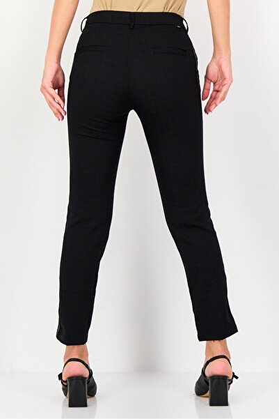 Reiko Women Cigarette Fit Textured Straight Leg Pants, Black