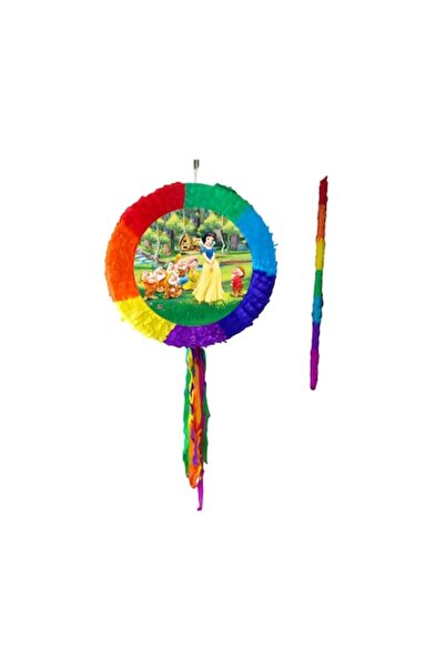 OEM Pinata Albă ca Zăpada și cei șapte pitici rotundă, diametru 42 cm + băț