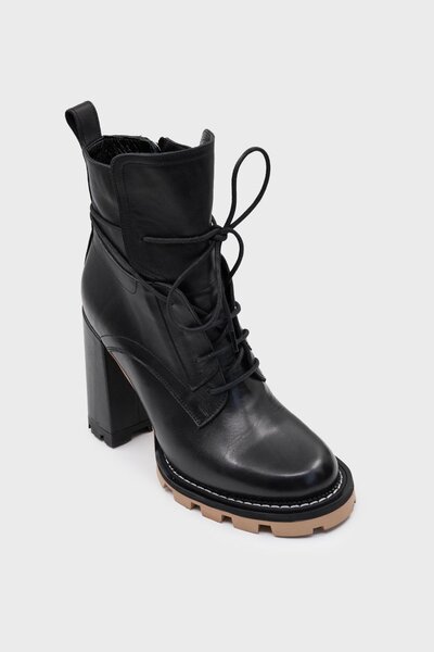 SHOEMOL SKB-085 Siyah Deri Kadın Bot