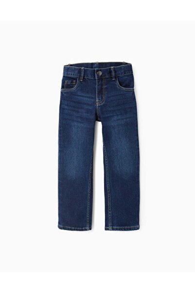 Ziddy بنطلون جينز بقصة مستقيمة للأولاد، أزرق غامق