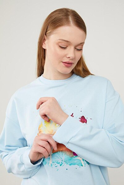 Levidor Hanorac cu imprimeu brodat cu paiete albastru gheata