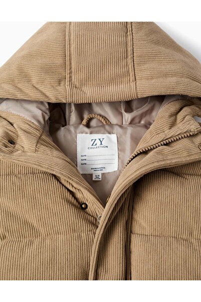 Ziddy Padded Jacket with Hood for Boys, Brown