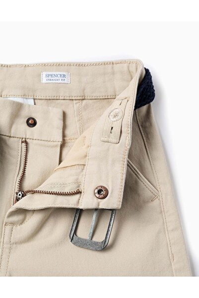 Ziddy Twill Chino Trousers with Belt for Boys 'Straight Fit', Beige