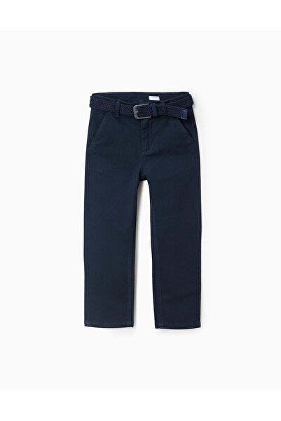 Ziddy Twill Chino Trousers with Belt for Boys 'Straight Fit', Blue