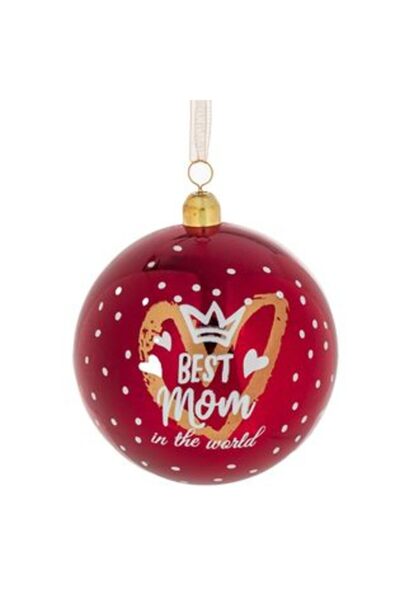 SHOPIENS Glob dublu roșu de Crăciun cu mesajul „Cea mai bună mamă din lume” Ø...