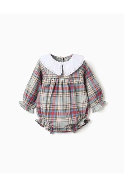 Ziddy Cotton jumpsuit with check pattern 'B&S' for newborn girls, multicolour