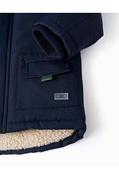 Ziddy Padded Parka with Removable Fur Hood for Baby Boys, Blue