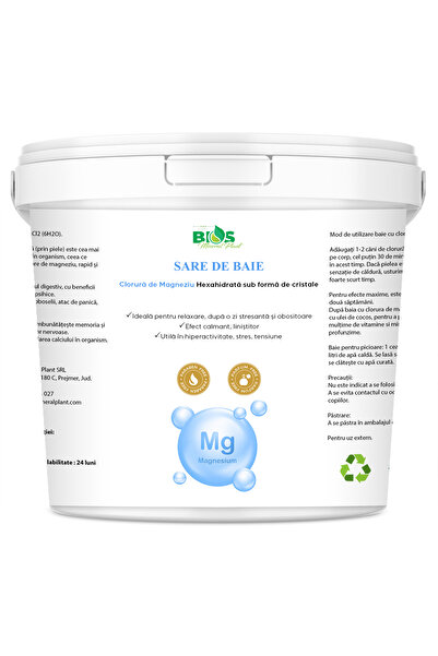 Bios Mineral Plant Sare de Baie Terapeutică - Magneziu (Sare Nigari), 850 g