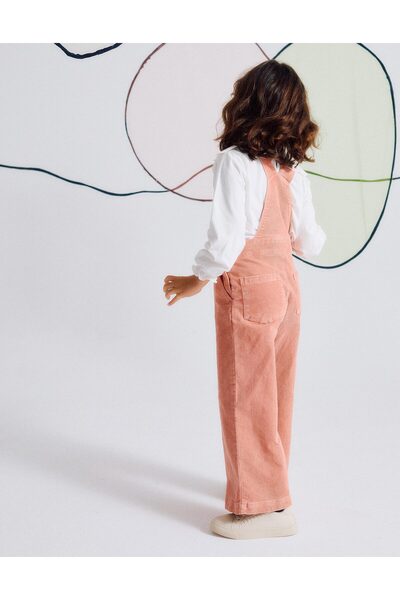 Ziddy Wide Leg Corduroy Overalls for Girls, Pink