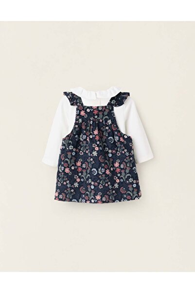 Ziddy Body with Ruffles + Floral Bodice Dress for Newborn 'B&S', Blue