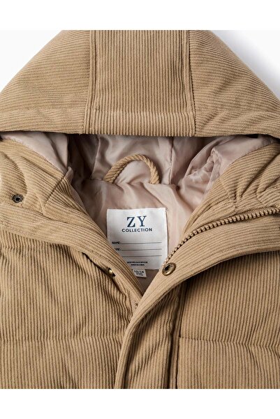Ziddy Padded Jacket with Hood for Baby Boys, Brown