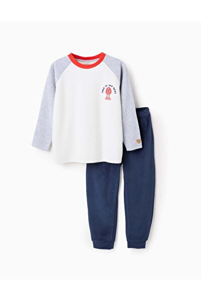 Ziddy Velour Pyjama for Boys 'Monster of Emotions', Blue/Grey/White