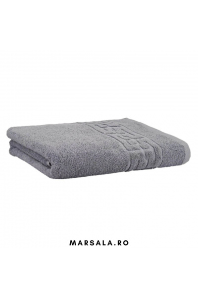 Plush Cotton Towel 130x70 cm for Bathroom, Powder Pink, Greek Pattern Border