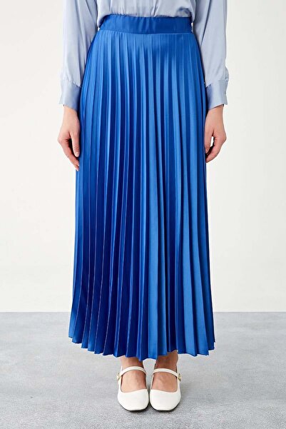 Levidor Cobalt Blue Pleated Satin Skirt