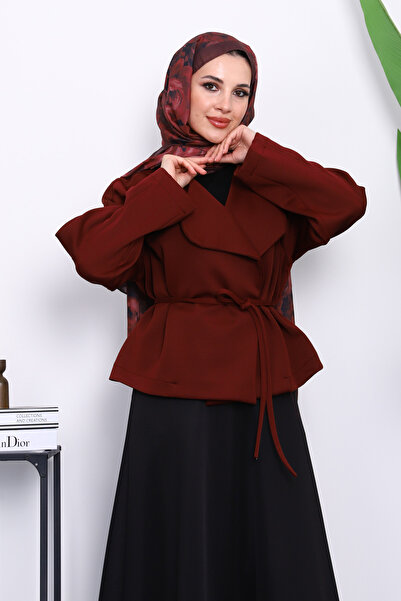 İmajButik Μπορντό Σακάκι με γιακά σαλιάρα Scuba Puff